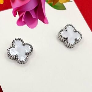 NEW Mini Silver Clover Stud Earrings - Stainless Steel